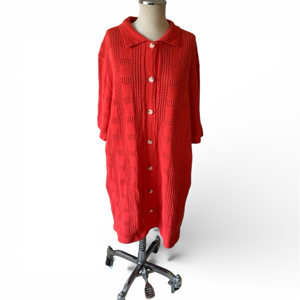 Runway Scout Summer Crochet Button Front Shirt Dress